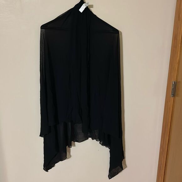 La Perla sheer black shawl wrap scarf one size *tiny flaw* - Picture 1 of 6
